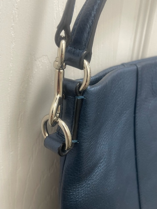 Coach Pebbled Leather Shoulder Bag in Navy Blue - Picture 5 of 8